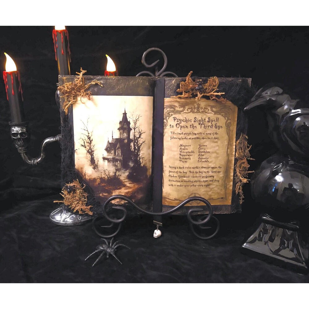 PSYCHIC SIGHT Spell To Open The Third Eye SpellBook Halloween Spooky Witch Decor